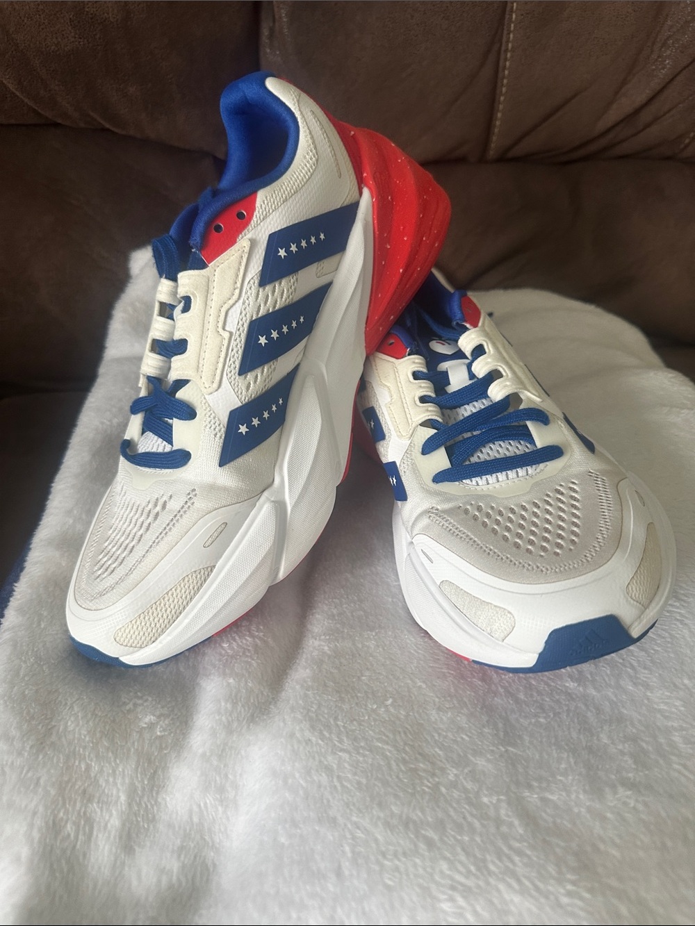 adidas Men's Athletic Sneakers — White, Blue & Red